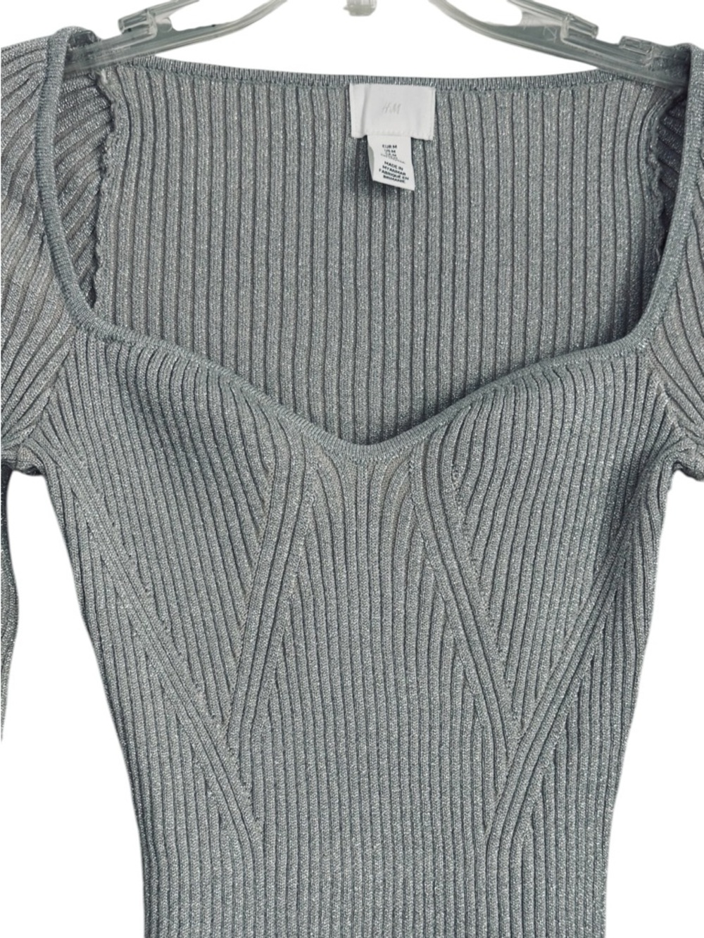 H&M Silver Ribbed Metallic Knit Top - Picture 3 of 8